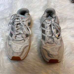 Adidas White Sneakers with Pink and Silver Accents